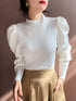 Slim Fit Turtleneck Sweater with Puff Sleeves