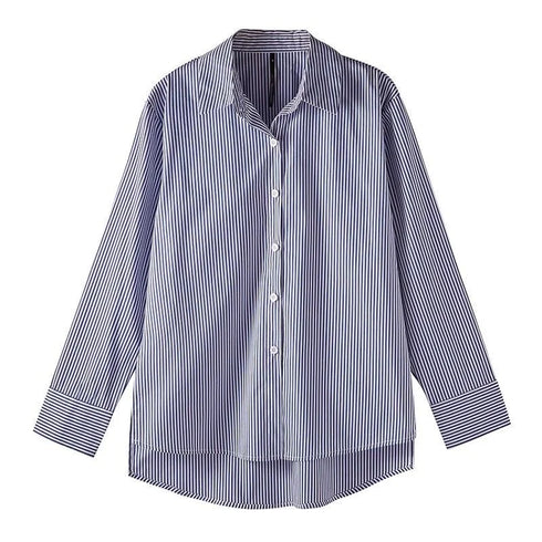 2026 Classic Striped Woman Spring Autumn Blouses Shirt Lady Long Lantern Sleeve Stand Collar Loose Blusas Tops
