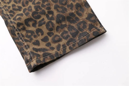 High Waisted Leopard Print Jeans for Women
