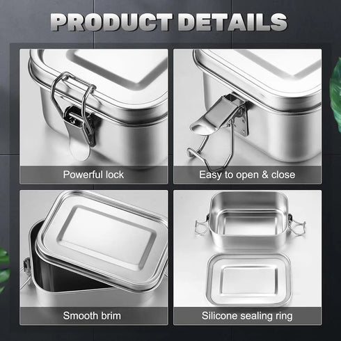 4Pcs Stainless Steel Bento Box Food Storage Containers