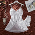 Lace and Mesh Ruffle Babydoll Nightgown