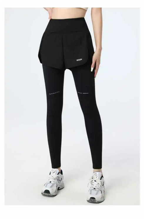 PHIGEER Women's High Waist 2-in-1 Yoga Leggings with Shorts