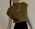 Solid Stand-up Collar Knitted Blouse Vest