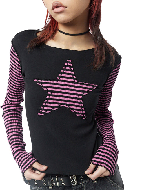 Women's Star Print Long Sleeve Casual T-Shirt