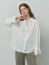 Lace-Up V-Neck Long Sleeve Casual Shirt for Women