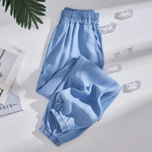 Plus Size Loose Fit Denim Yoga Pants