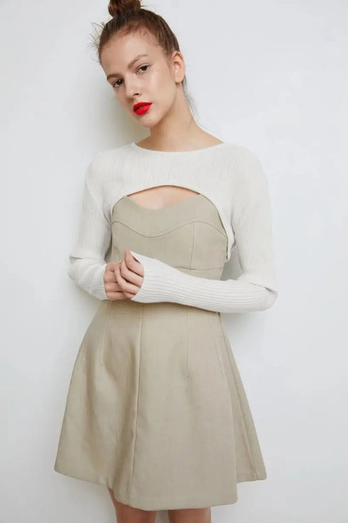 Long Sleeve O-Neck Crop Top for Women