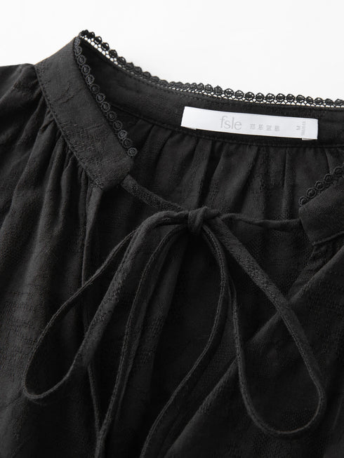 Lace-Up V-Neck Long Sleeve Casual Shirt for Women