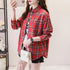 Loose Fit Cotton Plaid Shirt for Women