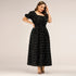 Plus Size Polka Dot Summer Dress with Puff Sleeves