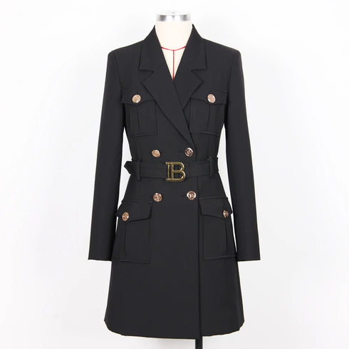 Double Breasted Blazer Dress with Belt