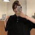 Summer T-shirt Mesh Ice Silk Breathable Short Sleeve Women's Shirt Collar Solid Color Polo Shirt Half Sleeve Women's Clothing