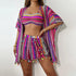 4-Piece High Waisted Bikini Set with Kimono