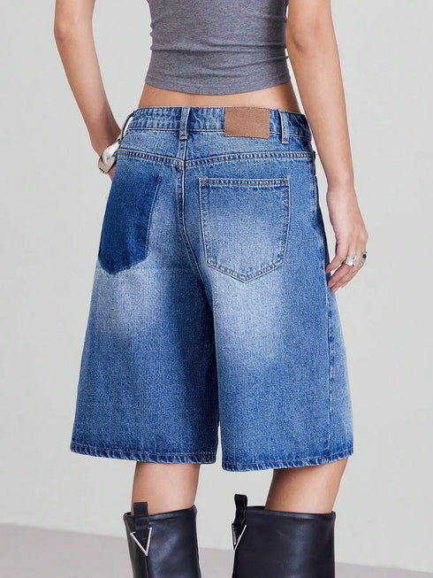 High-Waisted Loose-Fitting Denim Shorts for Women