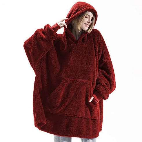 Oversized Hooded Fleece Hoodie Blanket for Women