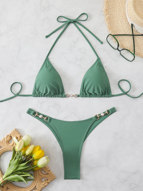 Stylish Chain Detail Bikini Set for Women