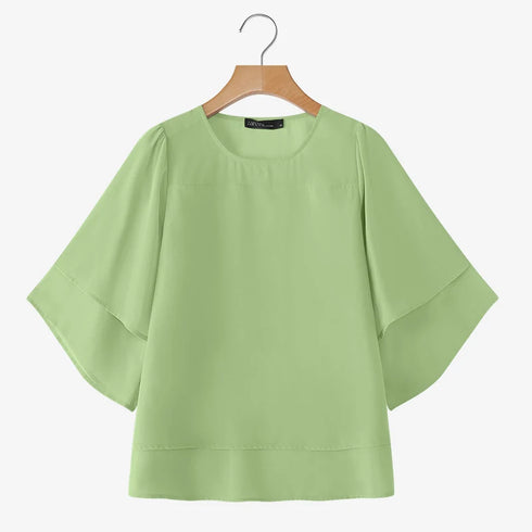 ZANZEA Women's Chiffon Blouse with Ruffled Detail