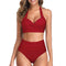 High Waist Halter Bikini Set in Red