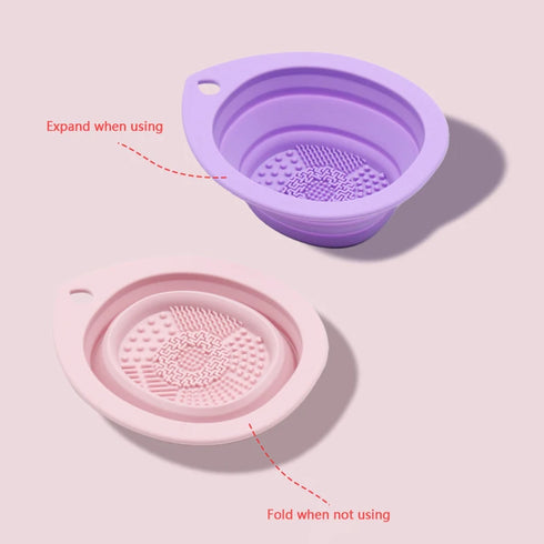 Silicone Makeup Brush Cleaner Folding Scrubber Bowl Tool