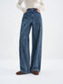 Retro Diamond Washed Straight Jeans for Women