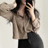 Long Sleeve Casual Blouse with Pockets