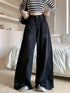 Wide Leg Black Denim Jeans for Women