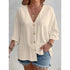Women's Plus-size T-shirt Solid Color Breathable Spring/summer V-neck Button Travel Casual Wear with European and American Style