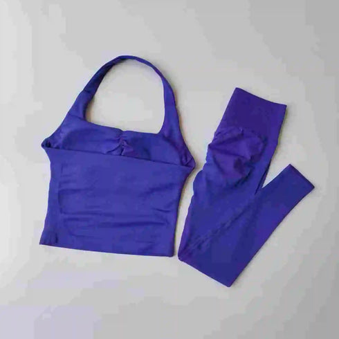 Seamless Women's Sports Fitness Set with High-Waisted Leggings