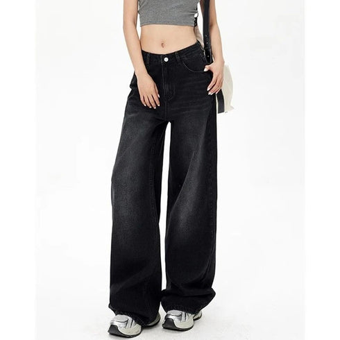 High Waist Flare Jeans in Black and Grey