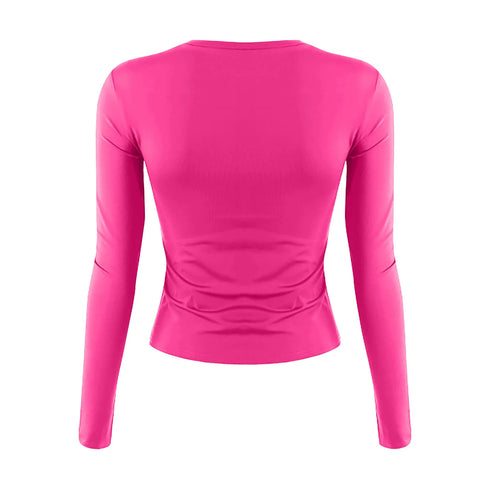Womens Long Sleeve Bodycon Crop Top - Solid Colours