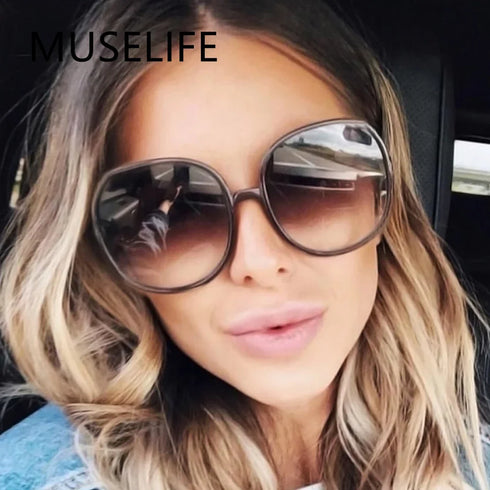 Round Frame Oversized Sunglasses for Women
