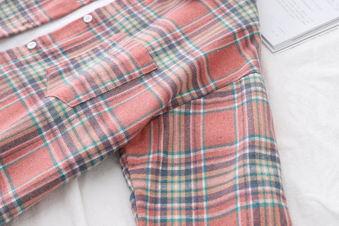 Elegant Women's Plaid Shirt 2025 New Ladies Large Size Casual Loose Lapel Long Sleeve Blouse&Tops Female Lapel Checked Clothing