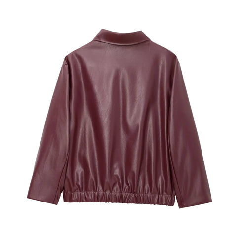 Chic Wine Red Short Jacket for Women