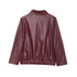 Chic Wine Red Short Jacket for Women