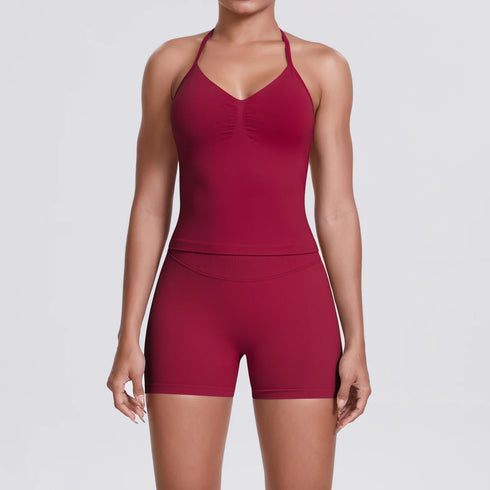 Yoga Shorts Set with Built-In Bra for Women