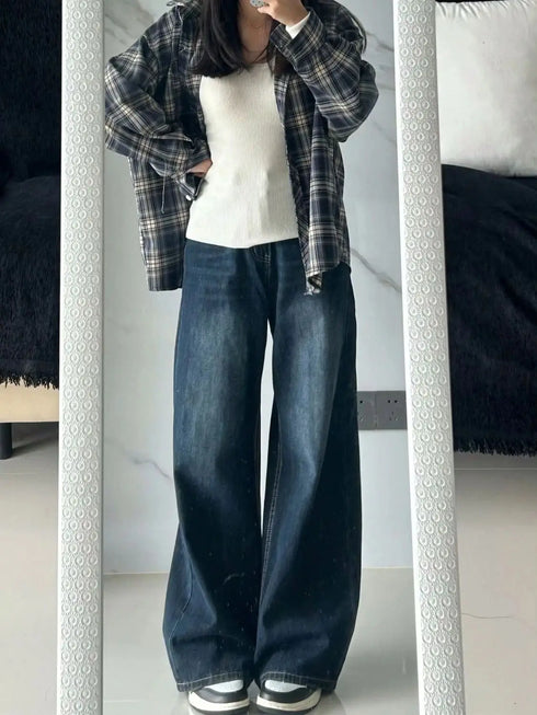 Womens Baggy High Waist Denim Jeans