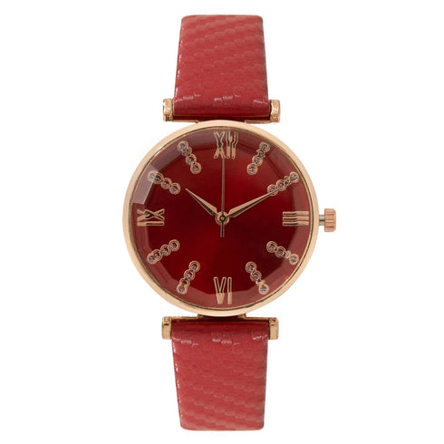 Luxury Ladies Diamond Roman Design Quartz Watch - Green Strap