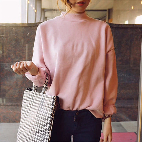 Women's Velvet Turtleneck Long Sleeve Sweatshirt