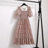 Floral A-Line Chiffon Dress with Short Sleeves