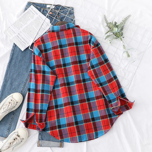 Casual Women's Flannel Plaid Shirt - Autumn Collection