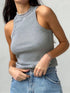 Ribbed Knitted Off-Shoulder Summer Tank Top