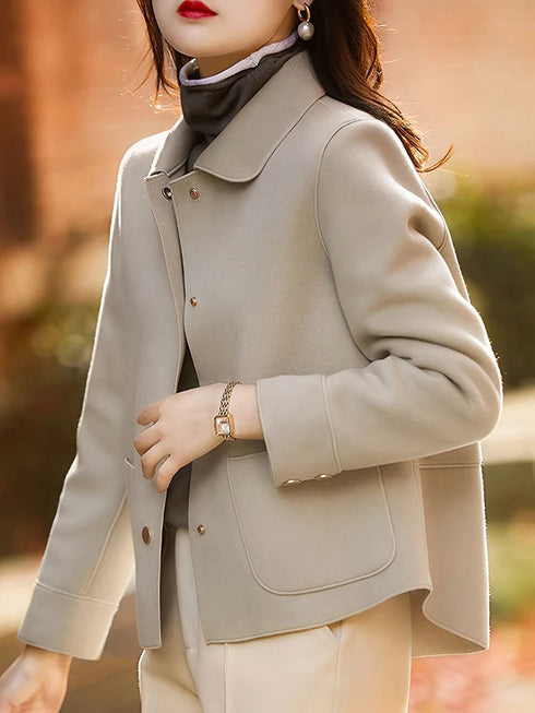 Classic Solid Woolen Coat for Women