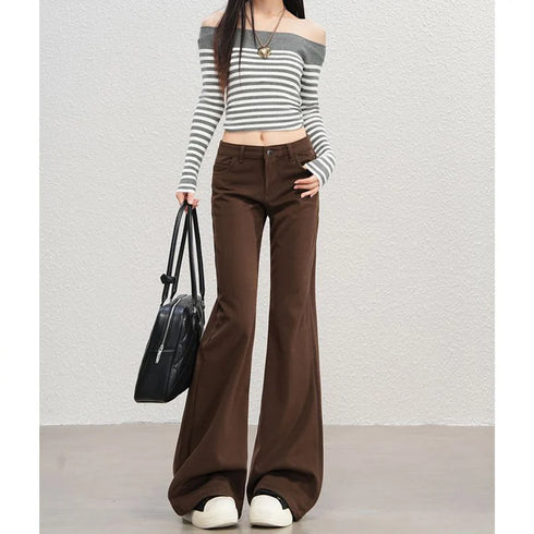 Women's High Waist Wide Leg Denim Trousers