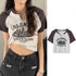Casual O-Neck Short Sleeve Letter Print Crop Top