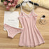 Cotton Lace Suspender Nightdress Set for Women