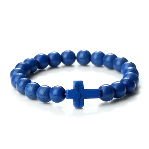 Jesus Cross Natural Stone Bracelet for Men