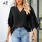 Women's Chiffon V-Neck Blouse with Petal Sleeves