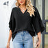 Women's Chiffon V-Neck Blouse with Petal Sleeves