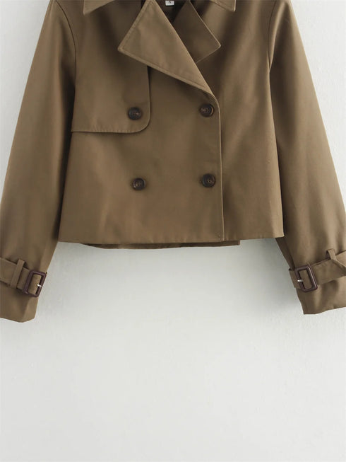 Ladies Vintage Cropped Trench Jacket