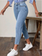 High Waist Straight Leg Denim Pants for Women